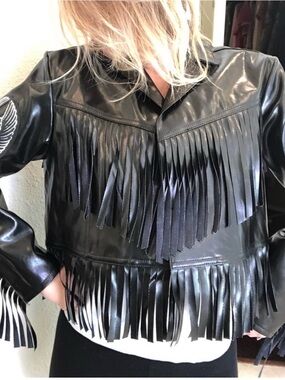 TOGA Pulla Black Fringe Leather Jacket